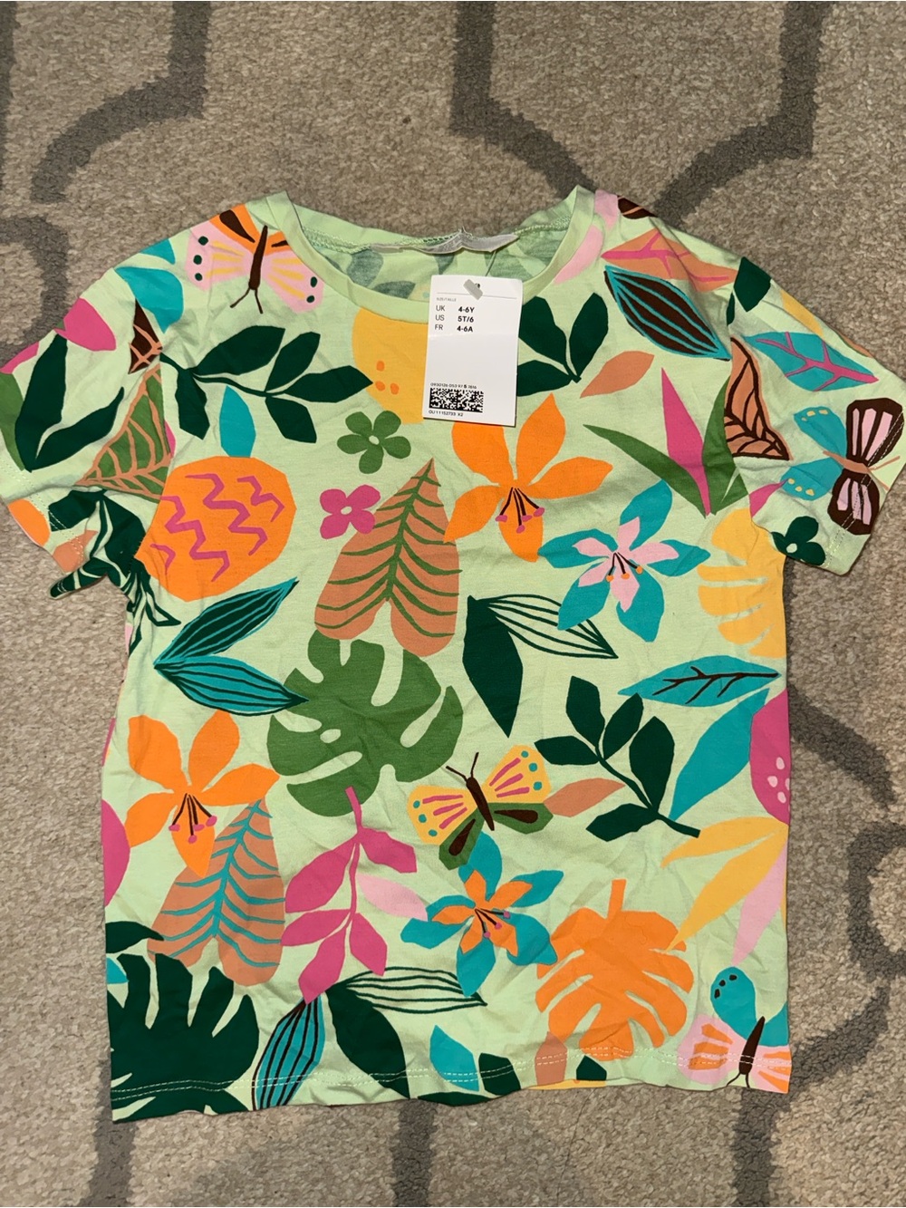 H&M Mint Short Sleeve Tee with Tropical Floral Print